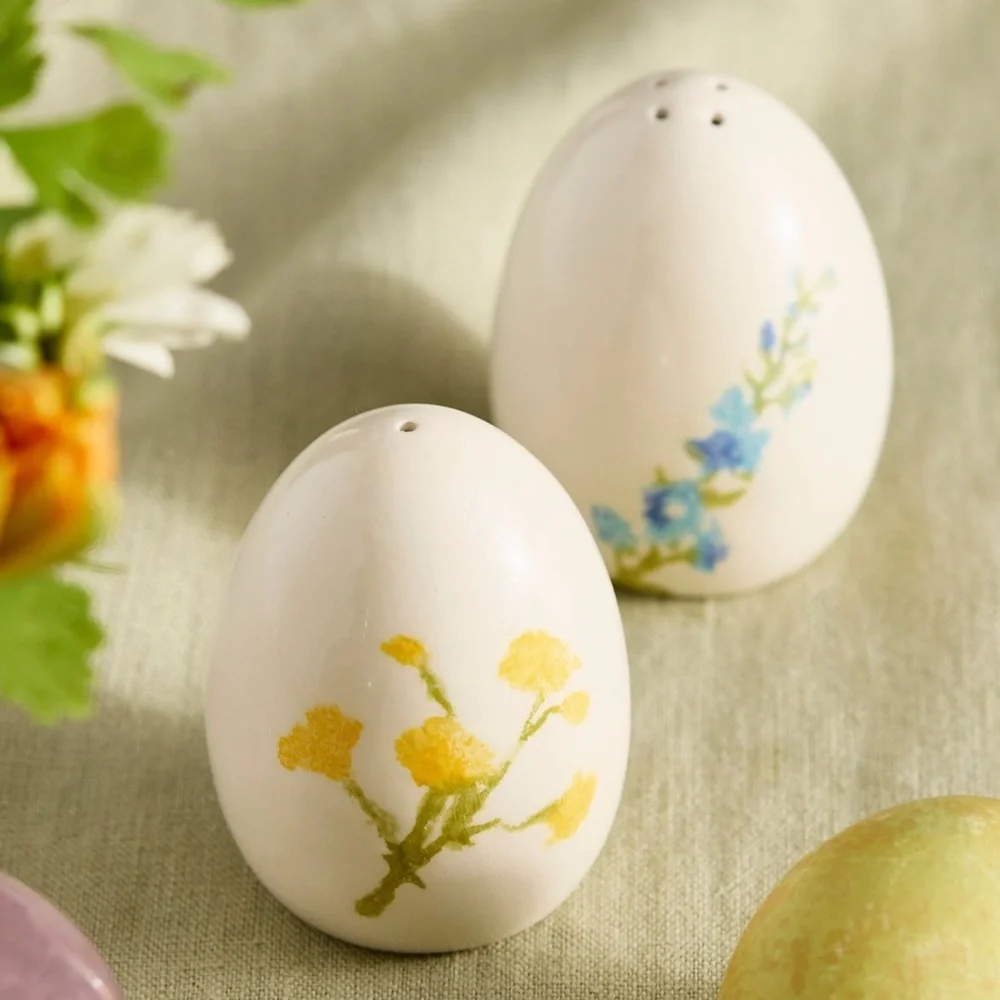 Anthropologie Terrain Floral Easter Egg Salt And Pepper Shaker NWOT